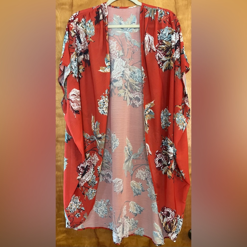 Vibrant Floral Open-Front Kimono